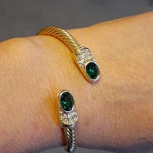 Faux emerald bangle bracelet